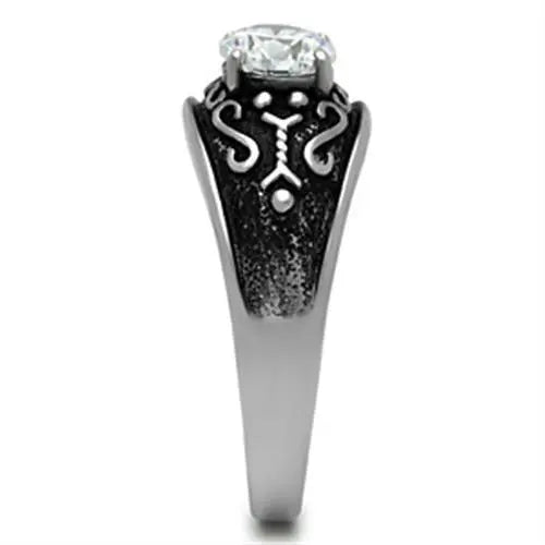 Stunning Stainless Steel Ring with Mesmerizing CZ Center Stone Sashays Jewelry